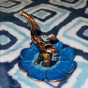 Blue and Gold Elephant Trinket Holder